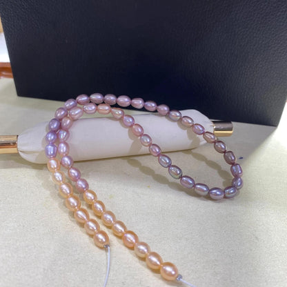 Natürliche Farbverlauf Süßwasserperlen Strang für DIY Schmuck, Reisform Perlen Lila bis Pfirsich, Oval Beads Handarbeit Basteln