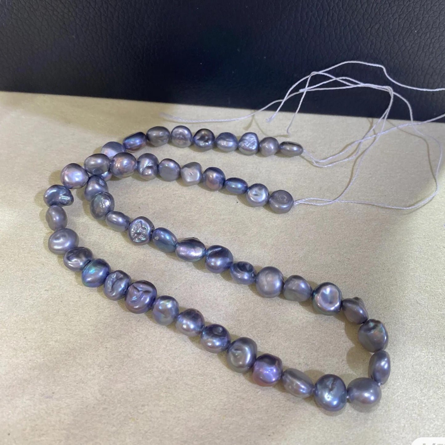 Gefärbte Barock Süßwasserperlen in Blau Grau für DIY Schmuck, unregelmäßige Perlenstränge, Chunky Nuggets zum Basteln