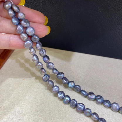 Gefärbte Barock Süßwasserperlen in Blau Grau für DIY Schmuck, unregelmäßige Perlenstränge, Chunky Nuggets zum Basteln