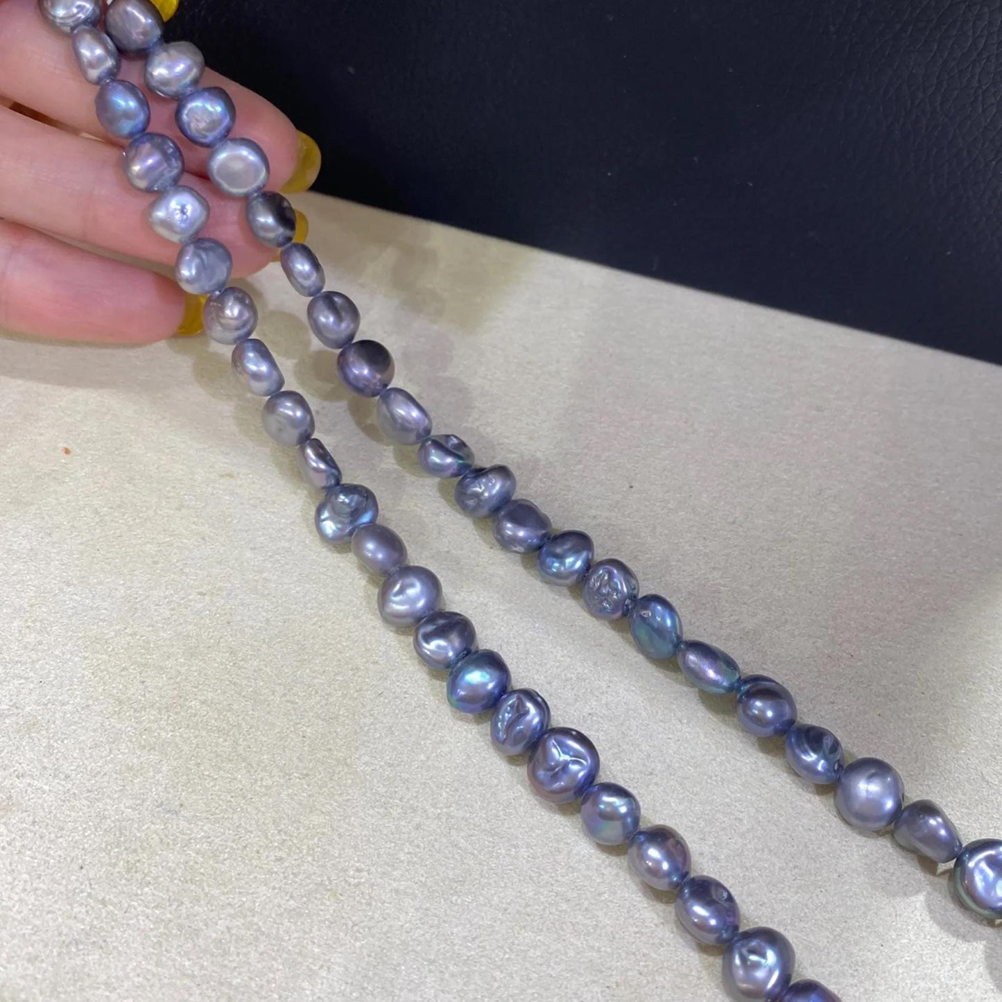 Gefärbte Barock Süßwasserperlen in Blau Grau für DIY Schmuck, unregelmäßige Perlenstränge, Chunky Nuggets zum Basteln