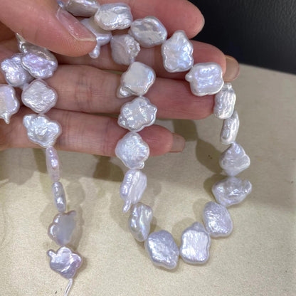 Handgemachte Barock-Perlenkette aus Süßwasserperlen – Unregelmäßige Cloud Nugget Perlen für Schmuckdesign, ca. 12mm groß