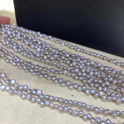 Barock Süßwasserperlen in Grau Lavendel für DIY Schmuckherstellung, unregelmäßige Naturperlen, Perlenstrang zum Basteln