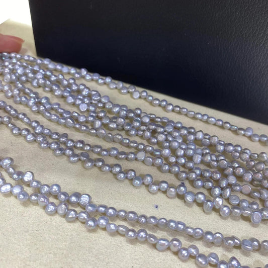 Barock Süßwasserperlen in Grau Lavendel für DIY Schmuckherstellung, unregelmäßige Naturperlen, Perlenstrang zum Basteln