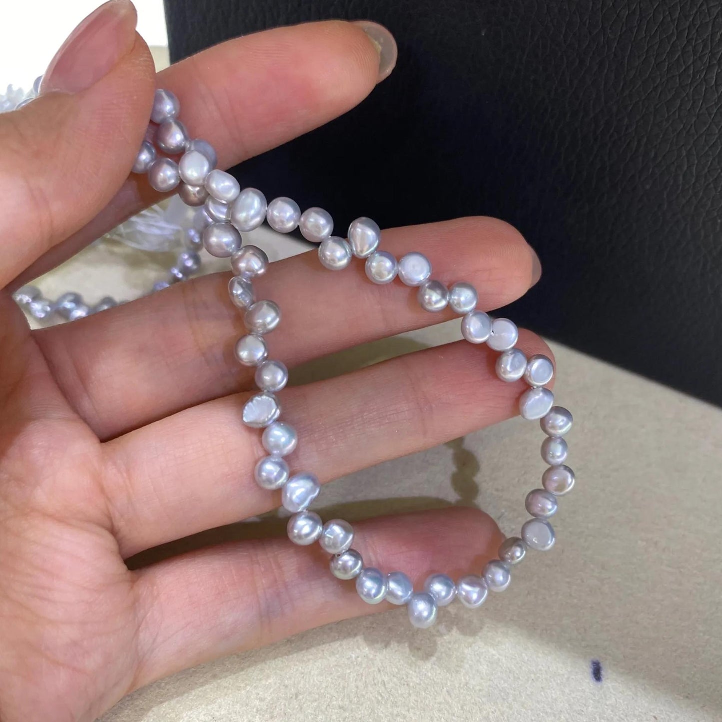 Barock Süßwasserperlen in Grau Lavendel für DIY Schmuckherstellung, unregelmäßige Naturperlen, Perlenstrang zum Basteln