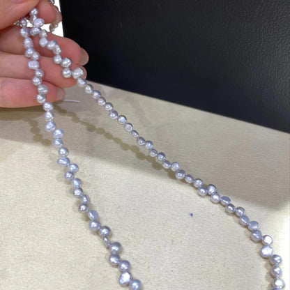 Barock Süßwasserperlen in Grau Lavendel für DIY Schmuckherstellung, unregelmäßige Naturperlen, Perlenstrang zum Basteln