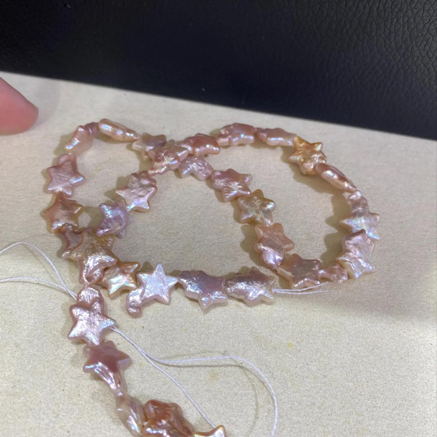 Barocke Süßwasserperlen in Sternform Pfirsichrosa für DIY Schmuck, Naturperlenstrang, große unregelmäßige Perlen Bastelbedarf