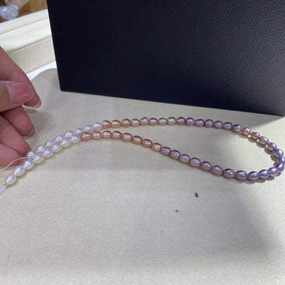 Natürliche Süßwasserperlen Strang, Farbverlauf Perlen weiß pfirsich lila, Reis Oval Beads DIY Schmuck Bastelperlen Supplies