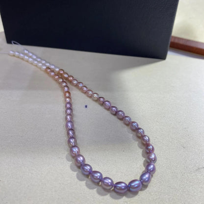 Natürliche Süßwasserperlen Strang, Farbverlauf Perlen weiß pfirsich lila, Reis Oval Beads DIY Schmuck Bastelperlen Supplies