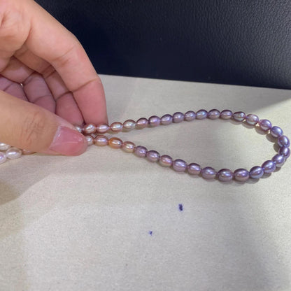 Natürliche Süßwasserperlen Strang, Farbverlauf Perlen weiß pfirsich lila, Reis Oval Beads DIY Schmuck Bastelperlen Supplies