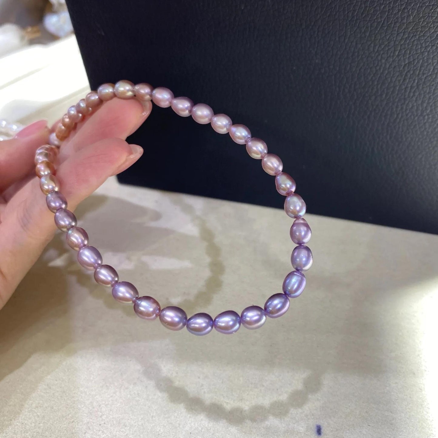 Natürliche Süßwasserperlen Strang, Farbverlauf Perlen weiß pfirsich lila, Reis Oval Beads DIY Schmuck Bastelperlen Supplies