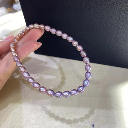 Natürliche Süßwasserperlen Strang, Farbverlauf Perlen weiß pfirsich lila, Reis Oval Beads DIY Schmuck Bastelperlen Supplies