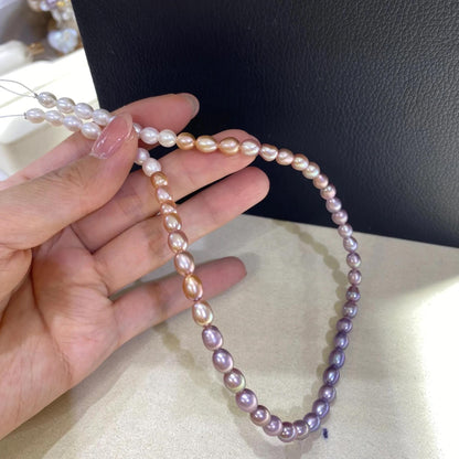 Natürliche Süßwasserperlen Strang, Farbverlauf Perlen weiß pfirsich lila, Reis Oval Beads DIY Schmuck Bastelperlen Supplies