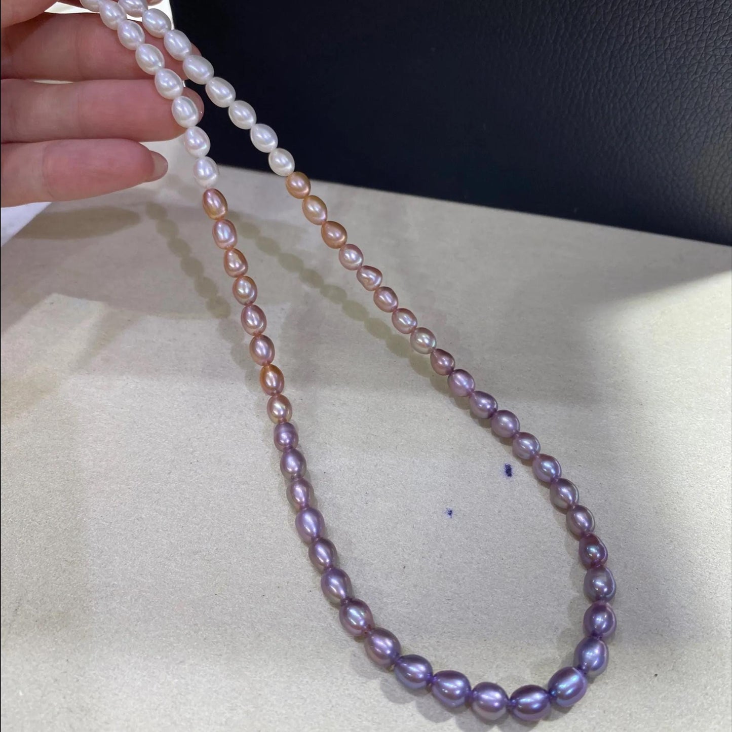 Natürliche Süßwasserperlen Strang, Farbverlauf Perlen weiß pfirsich lila, Reis Oval Beads DIY Schmuck Bastelperlen Supplies