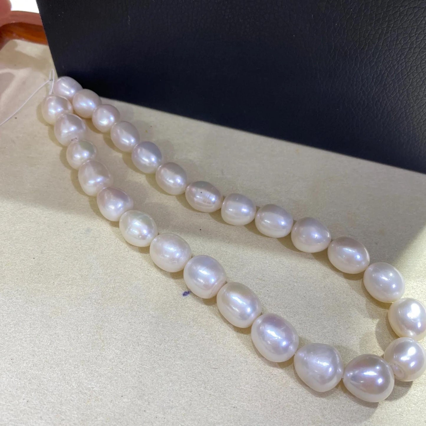 Große Süßwasserperlen Strang, weiße Reiskorn Perlen, Chunky Oval Beads für Schmuckherstellung, DIY Halskette Armband Zubehör