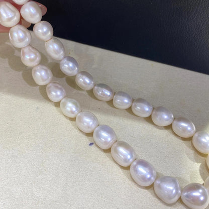 Große Süßwasserperlen Strang, weiße Reiskorn Perlen, Chunky Oval Beads für Schmuckherstellung, DIY Halskette Armband Zubehör