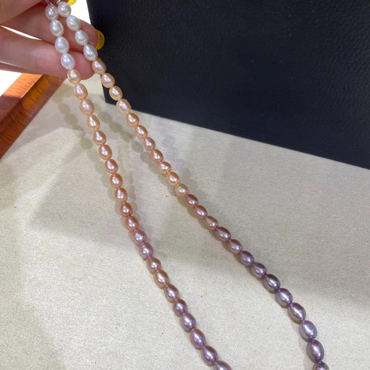 Handgemachte bunte Süßwasserperlen Strang Perlen, natürliche ovale Reisperlen für Schmuckherstellung, mehrfarbige DIY Schmuckperlen