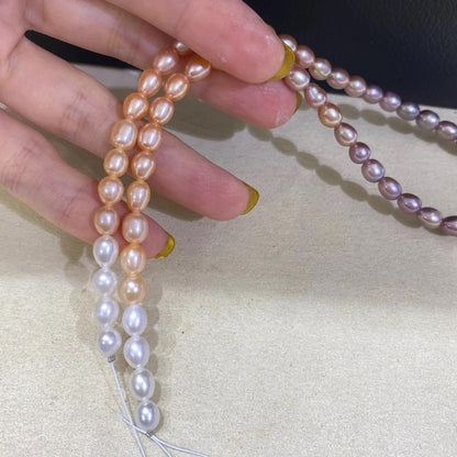 Handgemachte bunte Süßwasserperlen Strang Perlen, natürliche ovale Reisperlen für Schmuckherstellung, mehrfarbige DIY Schmuckperlen