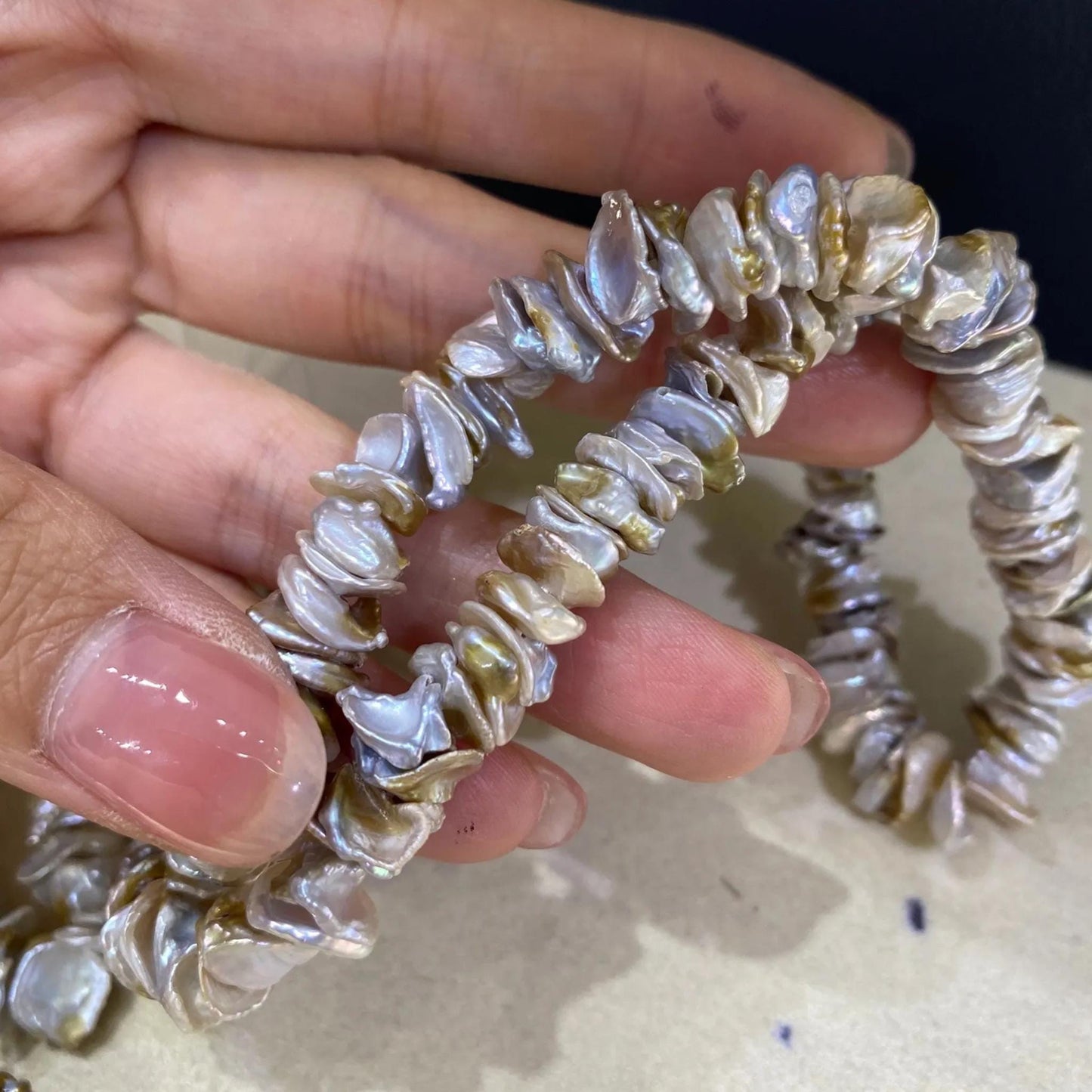 Natürliche Keshi Süßwasserperlen Strang, unregelmäßige Nugget Chips, DIY Schmuckherstellung, Boho Halskette Armband Perlen