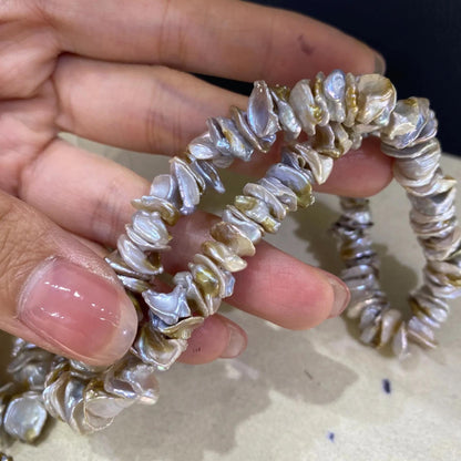 Natürliche Keshi Süßwasserperlen Strang, unregelmäßige Nugget Chips, DIY Schmuckherstellung, Boho Halskette Armband Perlen