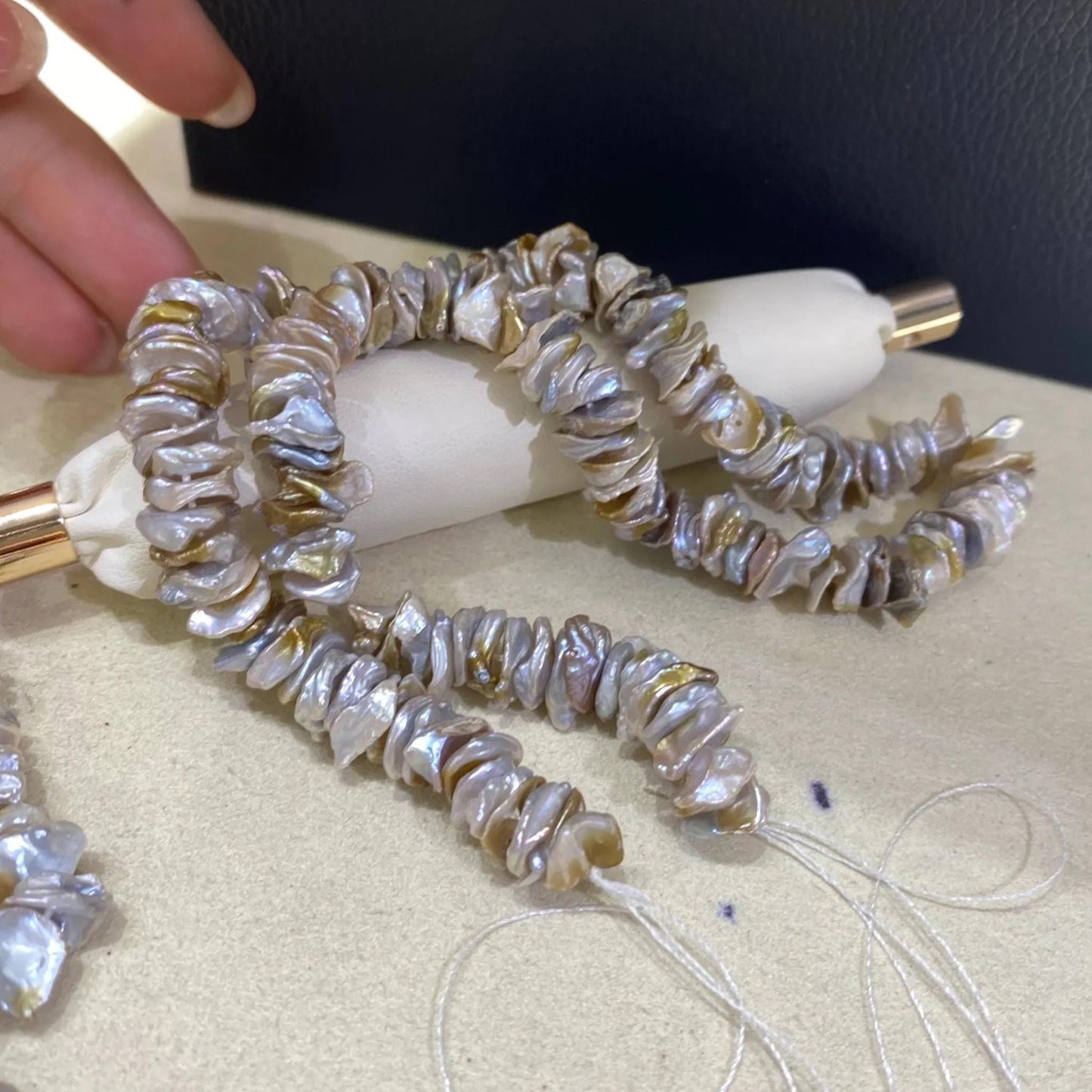 Natürliche Keshi Süßwasserperlen Strang, unregelmäßige Nugget Chips, DIY Schmuckherstellung, Boho Halskette Armband Perlen