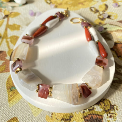 Statement Edelstein Choker mit natürlichen Achat Rohsteinen im Vintage Boho Stil, handgemachte Halsschmuck Geschenkidee für sie