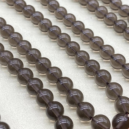 Runde Rauchquarz Perlen für DIY Schmuck, polierte Edelstein Kugeln für Mala Armband oder Halskette, Naturstein 8mm ca. 38cm Strang