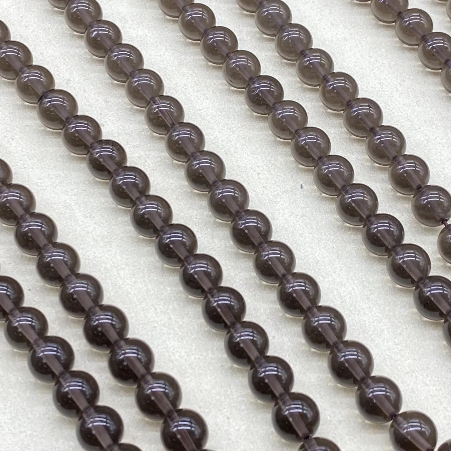 Runde Rauchquarz Perlen für DIY Schmuck, polierte Edelstein Kugeln für Mala Armband oder Halskette, Naturstein 8mm ca. 38cm Strang