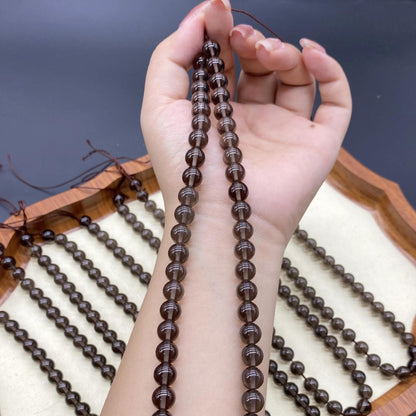 Runde Rauchquarz Perlen für DIY Schmuck, polierte Edelstein Kugeln für Mala Armband oder Halskette, Naturstein 8mm ca. 38cm Strang