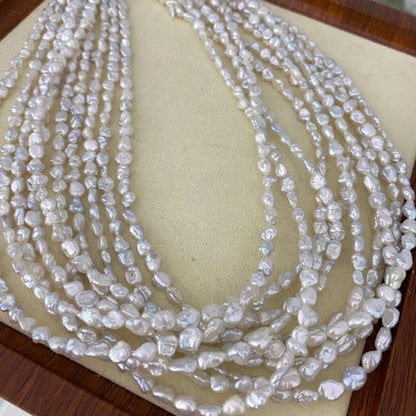 Handgemachte natürliche Barock Süßwasserperlen Strang für Schmuckherstellung, unregelmäßige weiße Perlen, kleine Nugget Perlen DIY