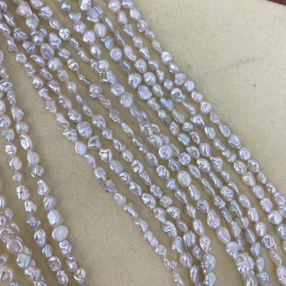 Handgemachte natürliche Barock Süßwasserperlen Strang für Schmuckherstellung, unregelmäßige weiße Perlen, kleine Nugget Perlen DIY