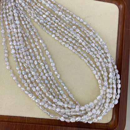 Handgemachte natürliche Barock Süßwasserperlen Strang für Schmuckherstellung, unregelmäßige weiße Perlen, kleine Nugget Perlen DIY