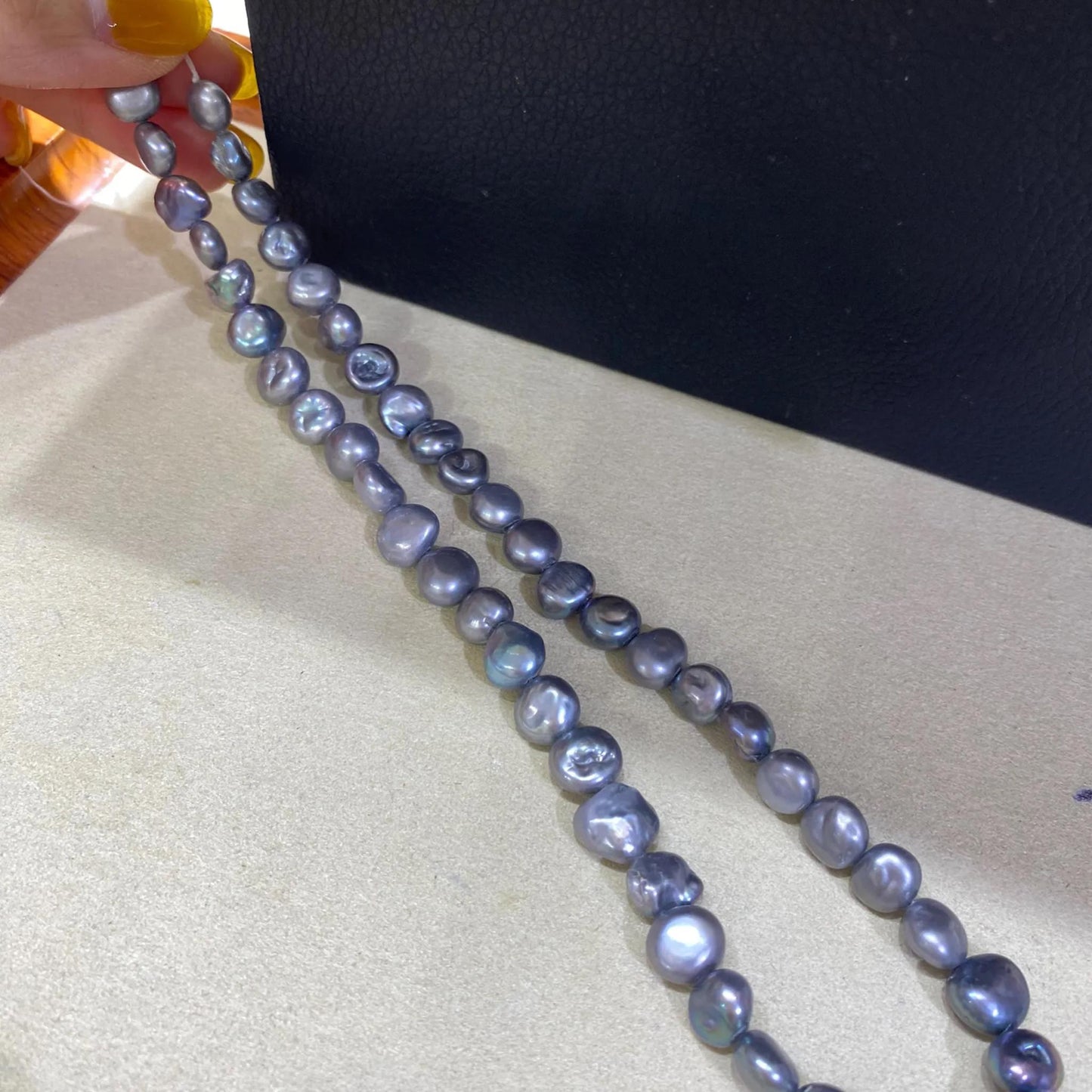 Handgemachte Barock Süßwasserperlen in Blau-Grau, unregelmäßige große Perlen für DIY Schmuckdesign, Chunky Nugget Perlenstrang Natur