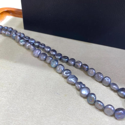 Handgemachte Barock Süßwasserperlen in Blau-Grau, unregelmäßige große Perlen für DIY Schmuckdesign, Chunky Nugget Perlenstrang Natur