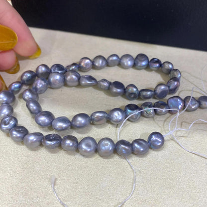 Handgemachte Barock Süßwasserperlen in Blau-Grau, unregelmäßige große Perlen für DIY Schmuckdesign, Chunky Nugget Perlenstrang Natur