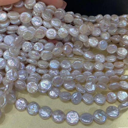 Natürliche Coin-Perlen aus Süßwasser – Weiße flache runde Perlen mit Glanz für DIY-Schmuck, Hochzeitsdesigns, Boho-Ketten, Statement-Stränge