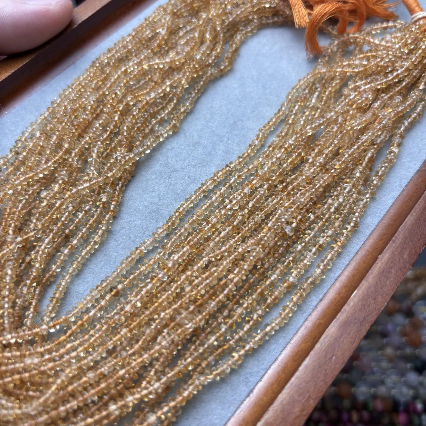 Natürliche Citrin Rondelle Perlen – Transparente gelbe Quarz Abstandshalter für DIY-Schmuck, feine Disc Beads, ca. 3mm, 38cm Strang