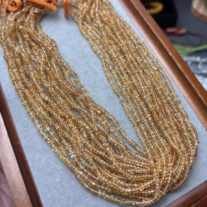 Natürliche Citrin Rondelle Perlen – Transparente gelbe Quarz Abstandshalter für DIY-Schmuck, feine Disc Beads, ca. 3mm, 38cm Strang