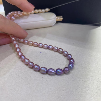 Handgemachte bunte Süßwasserperlen – Natürliche Reisform, pastellfarbene Ovalperlen für DIY Schmuck, ca. 5,7mm