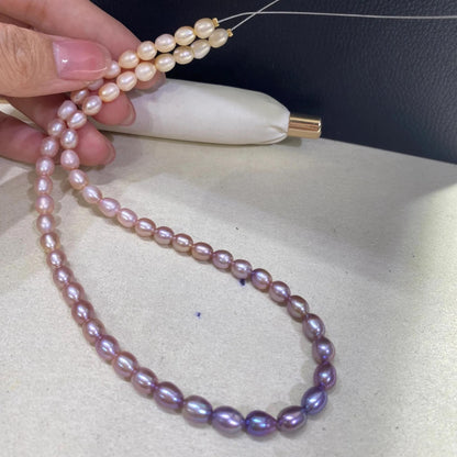 Handgemachte bunte Süßwasserperlen – Natürliche Reisform, pastellfarbene Ovalperlen für DIY Schmuck, ca. 5,7mm