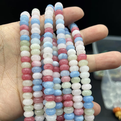 Bunte Rondelle Perlen für Schmuckherstellung, gefärbte Quarz Heishi Scheibenperlen, Pastell Mix für Armbänder & DIY Designs