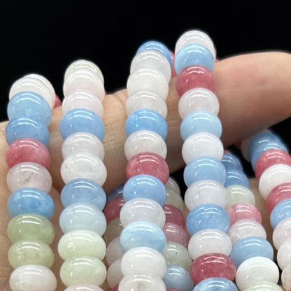 Bunte Rondelle Perlen für Schmuckherstellung, gefärbte Quarz Heishi Scheibenperlen, Pastell Mix für Armbänder & DIY Designs