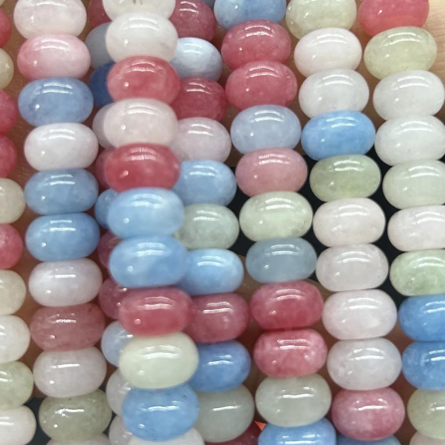 Bunte Rondelle Perlen für Schmuckherstellung, gefärbte Quarz Heishi Scheibenperlen, Pastell Mix für Armbänder & DIY Designs