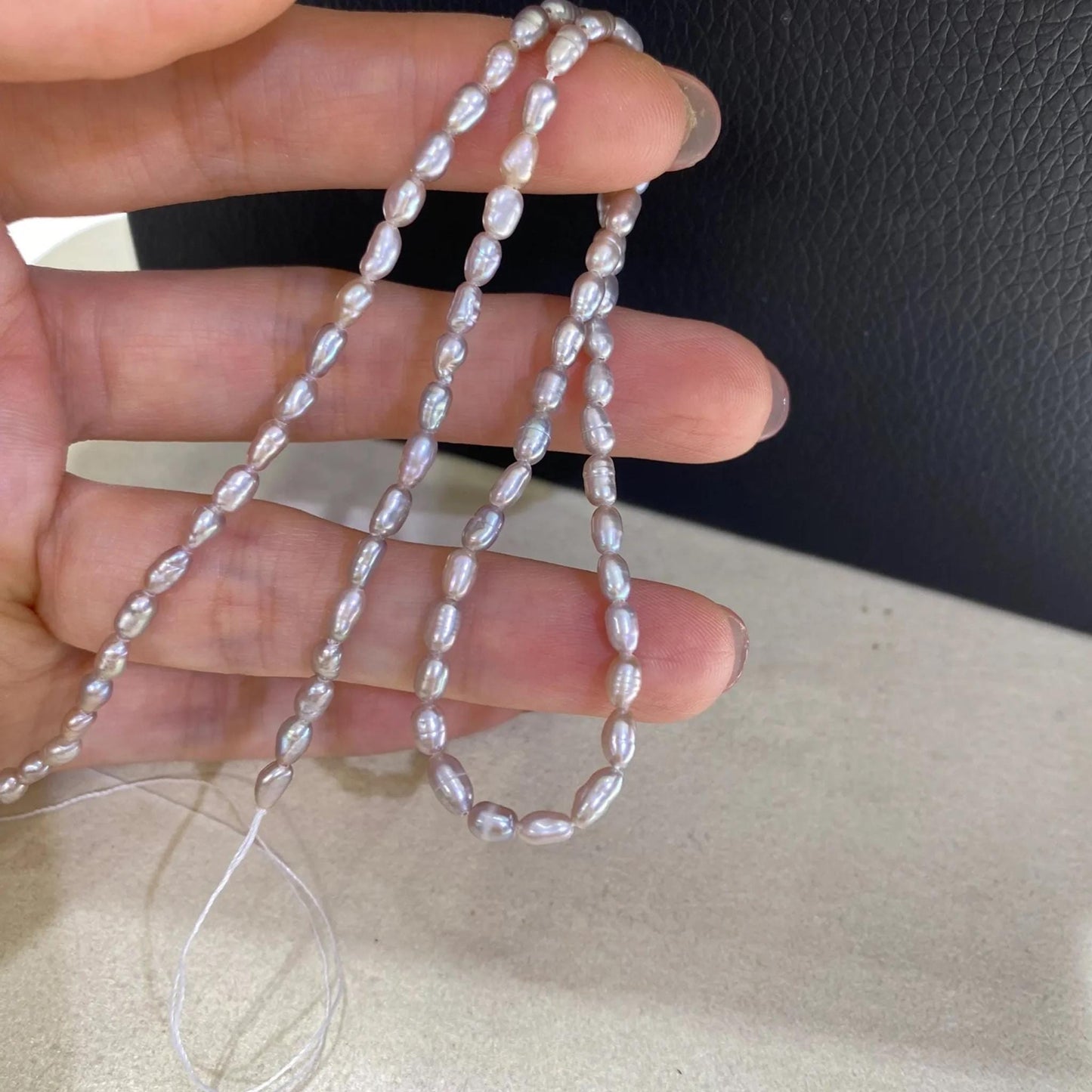 Natural Lavender Freshwater Pearls Strand for Jewelry Making, Light Purple Beads, Rice Shape Gemstones, Delicate Oval Beads Craft