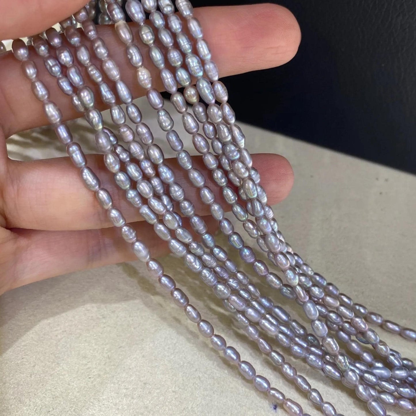 Natural Lavender Freshwater Pearls Strand for Jewelry Making, Light Purple Beads, Rice Shape Gemstones, Delicate Oval Beads Craft