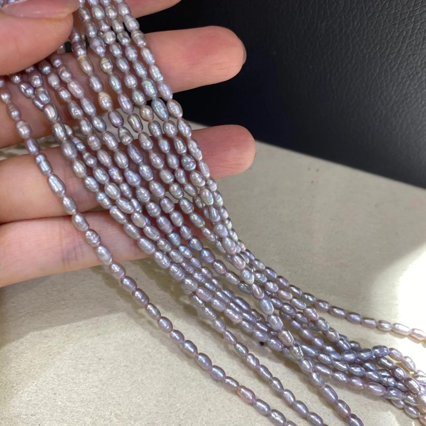 Natural Lavender Freshwater Pearls Strand for Jewelry Making, Light Purple Beads, Rice Shape Gemstones, Delicate Oval Beads Craft