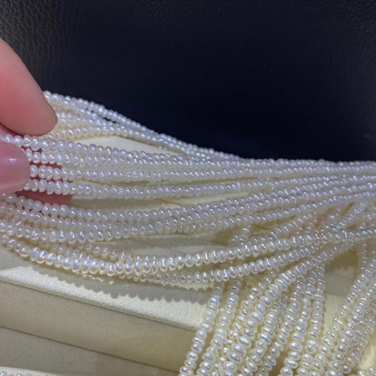 Natürliche Süßwasserperlen Weiß auf Strang, Kleine Reiskorn Perlen gebohrt für Schmuckherstellung, Oval Beads DIY Bastelperlen