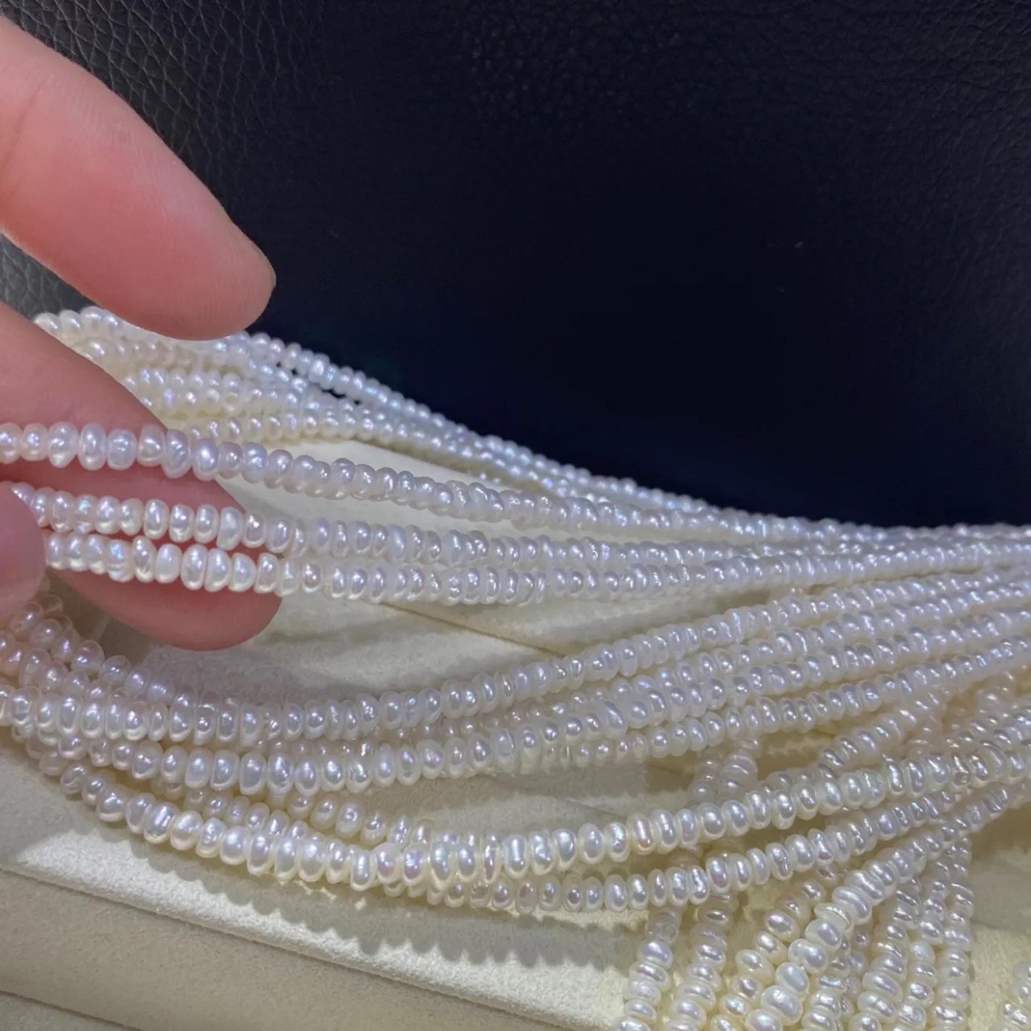 Natürliche Süßwasserperlen Weiß auf Strang, Kleine Reiskorn Perlen gebohrt für Schmuckherstellung, Oval Beads DIY Bastelperlen