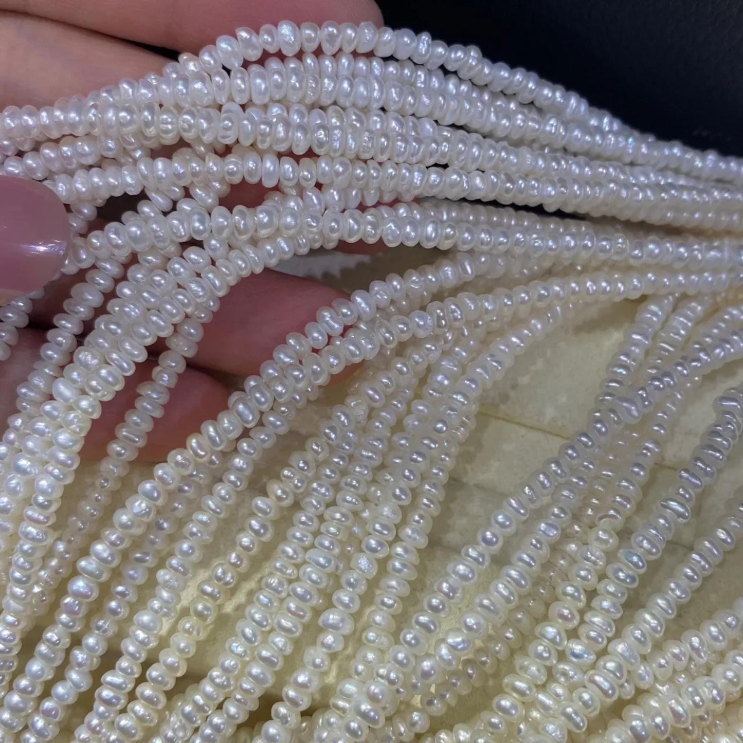 Natürliche Süßwasserperlen Weiß auf Strang, Kleine Reiskorn Perlen gebohrt für Schmuckherstellung, Oval Beads DIY Bastelperlen