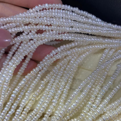 Natürliche Süßwasserperlen Weiß auf Strang, Kleine Reiskorn Perlen gebohrt für Schmuckherstellung, Oval Beads DIY Bastelperlen