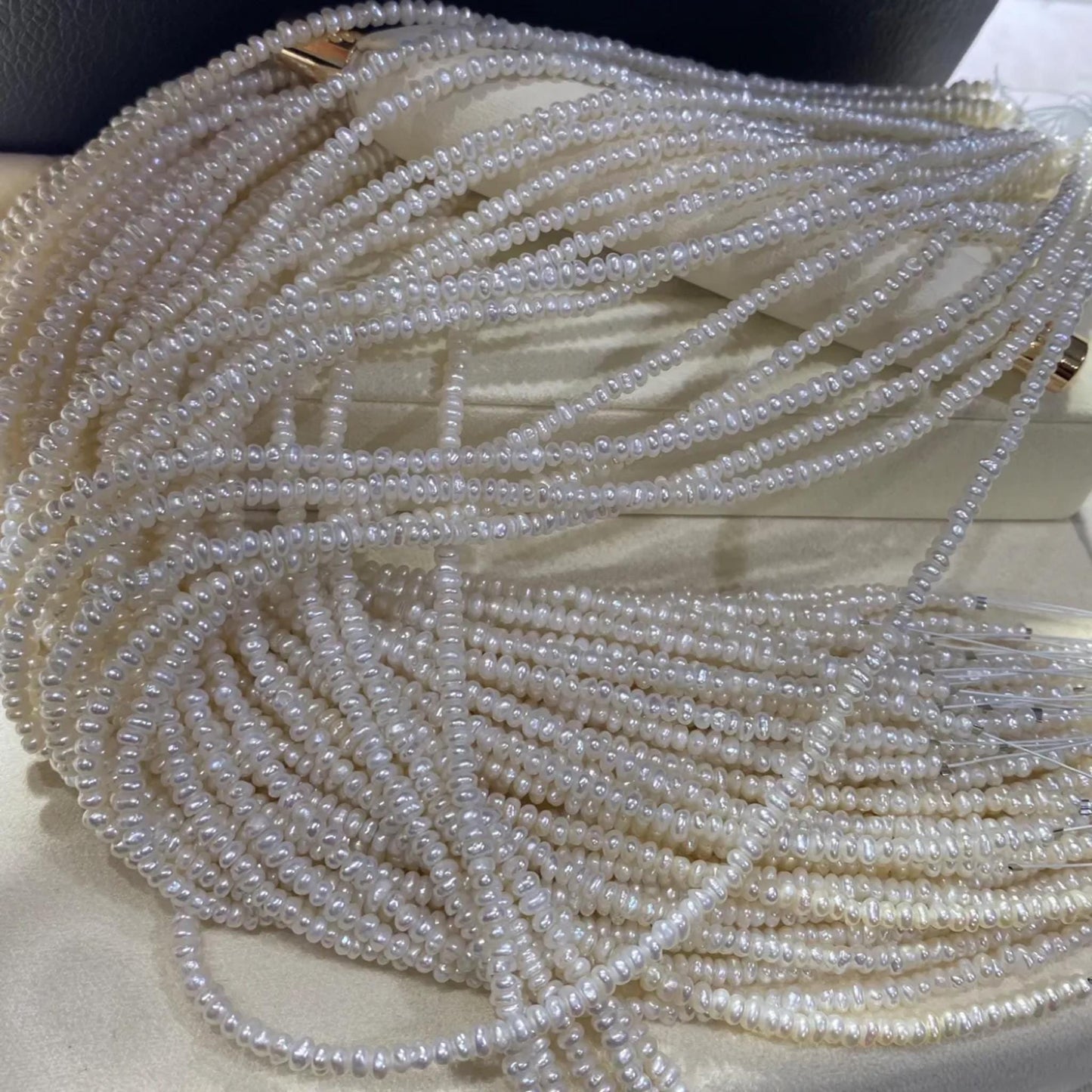 Natürliche Süßwasserperlen Weiß auf Strang, Kleine Reiskorn Perlen gebohrt für Schmuckherstellung, Oval Beads DIY Bastelperlen